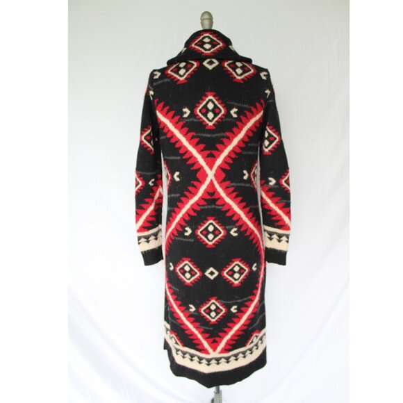 RALPH LAUREN wool tribal Aztec Duster long cardigan sweater coat Southwestern XL - Picture 10 of 11